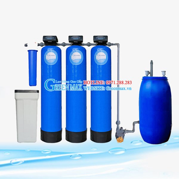 Hệ thống lọc nước giếng khoan GREENMAX - GS300  (3 cột composite - van xả tự động)